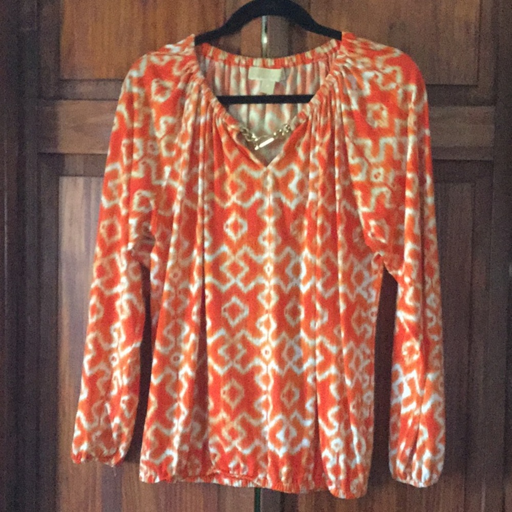 Michael Kors orange/white top